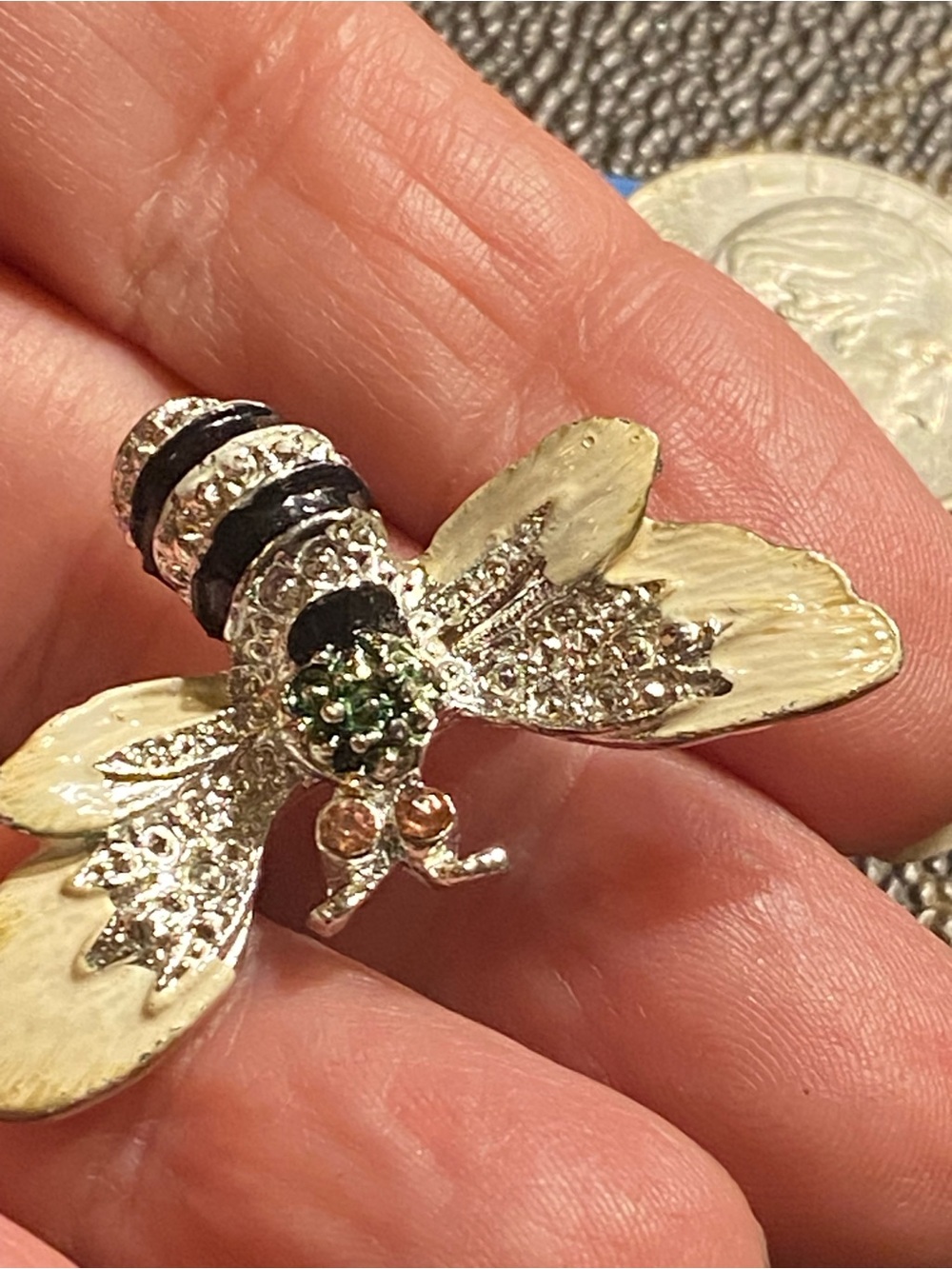 Vintage Enamel Bumblebee Brooch Gold Tone 1970s Pin Whimsigoth